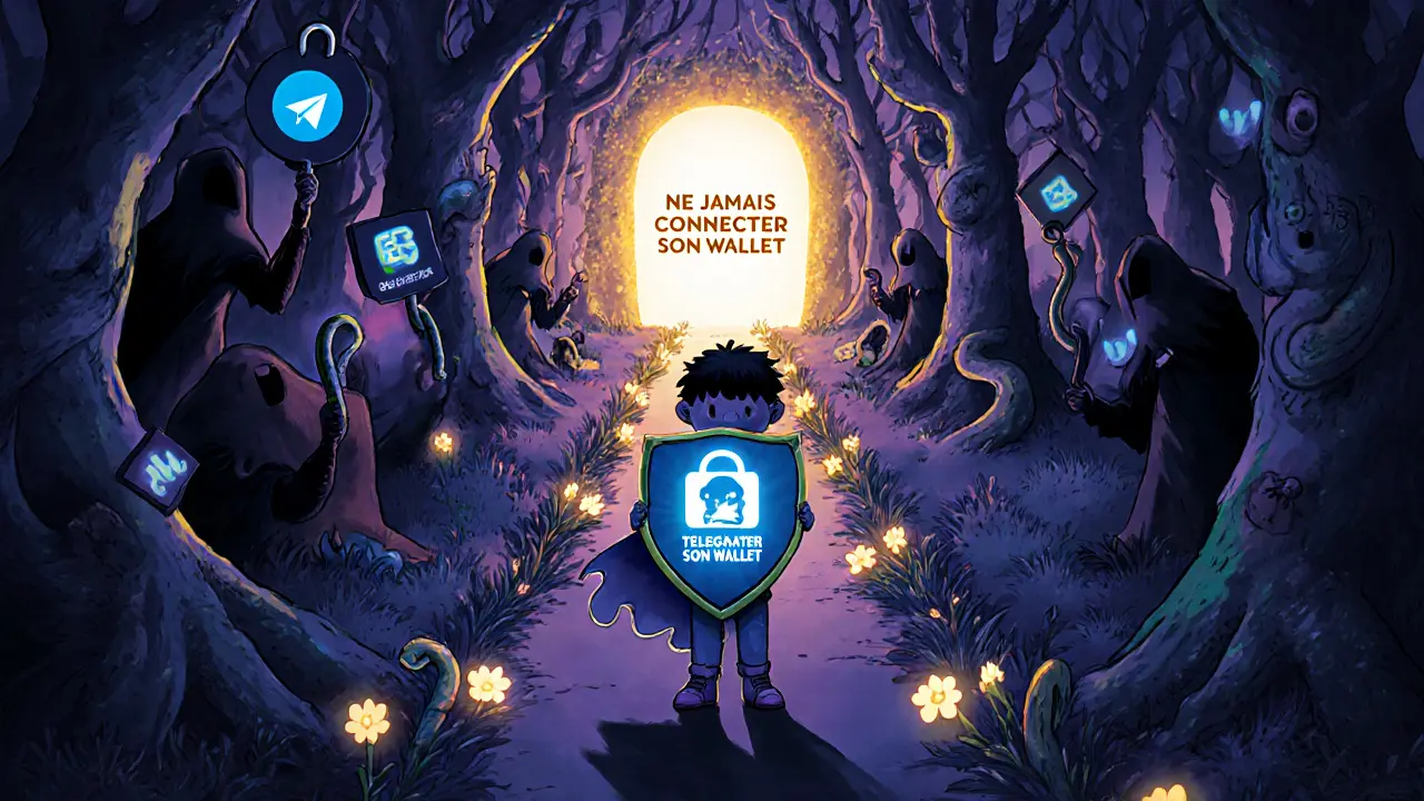 Un enfant protège son portefeuille contre des pièges numériques menaçants.