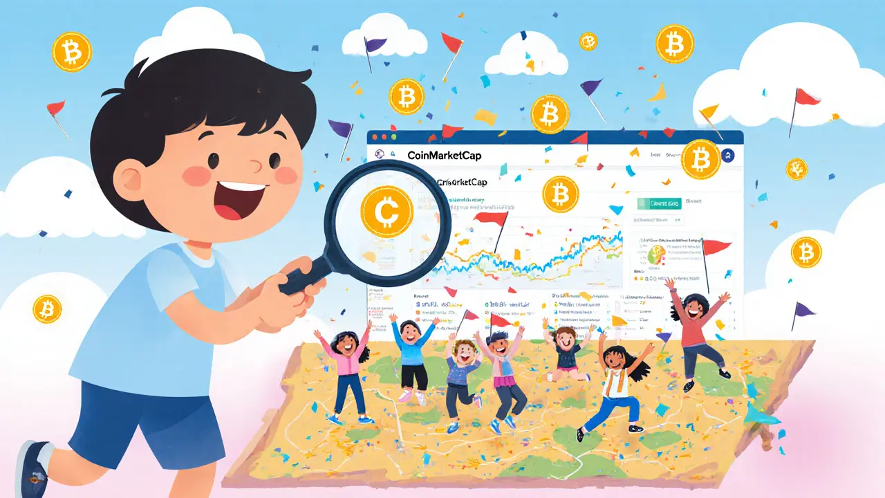 Un enfant regarde des jetons CMP tomber comme des confettis sur des utilisateurs cartoons.