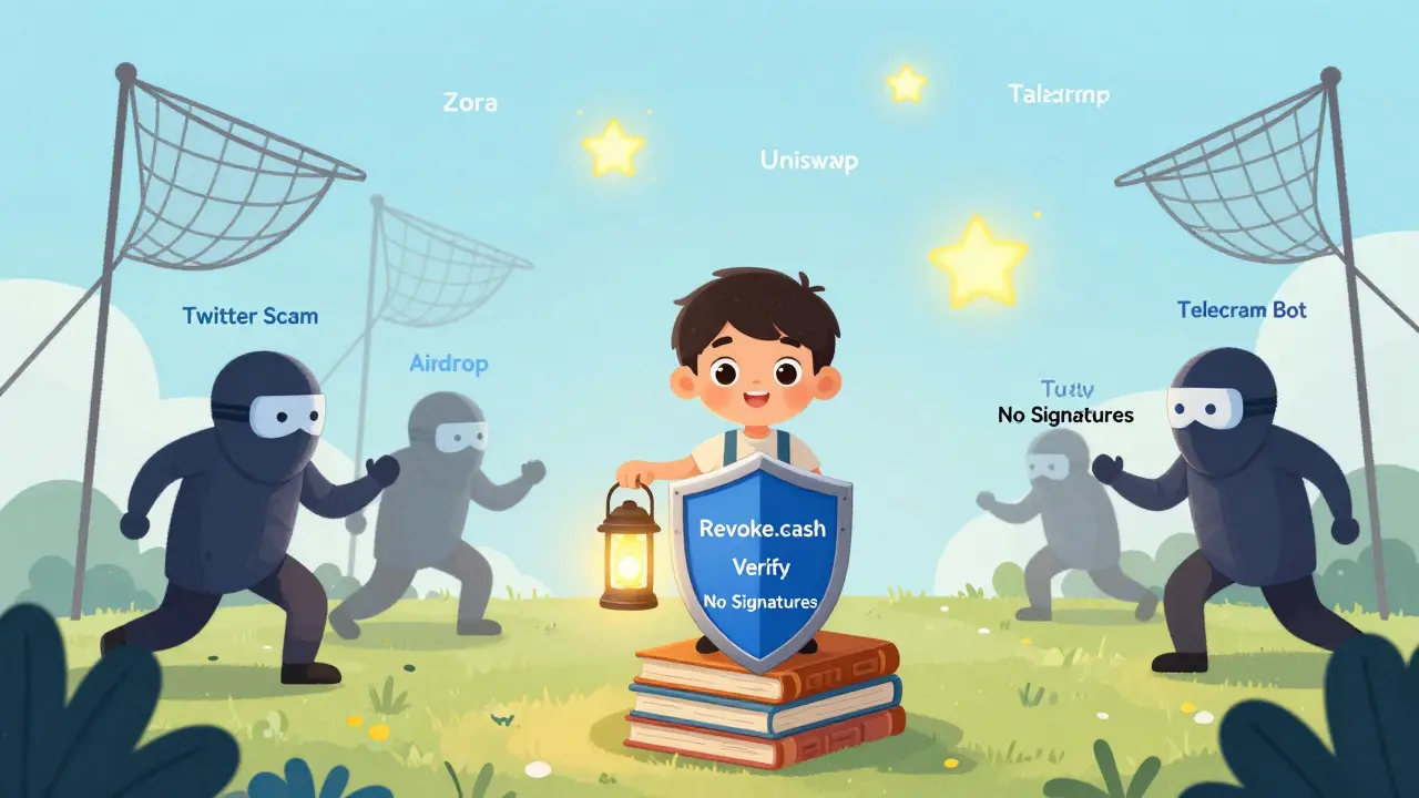 Un enfant protégé par des livres de vérification écarte des escrocs qui tentent de piéger des utilisateurs.