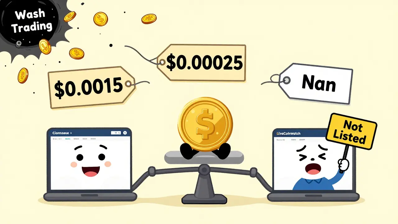 Trois prix différents flottent au-dessus d'un même jeton HugeWin, avec des sites web contradictoires.