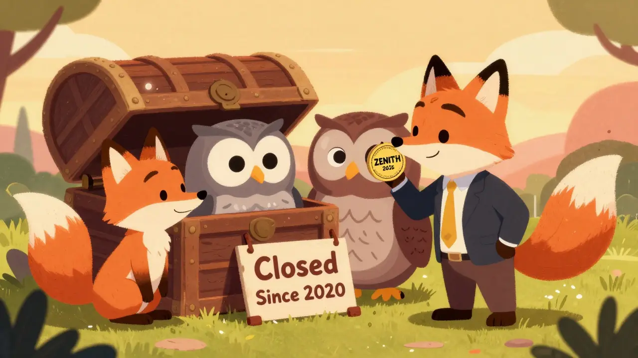 Des animaux regardent un coffre fermé de 2020, un renard leur propose un faux jeton.