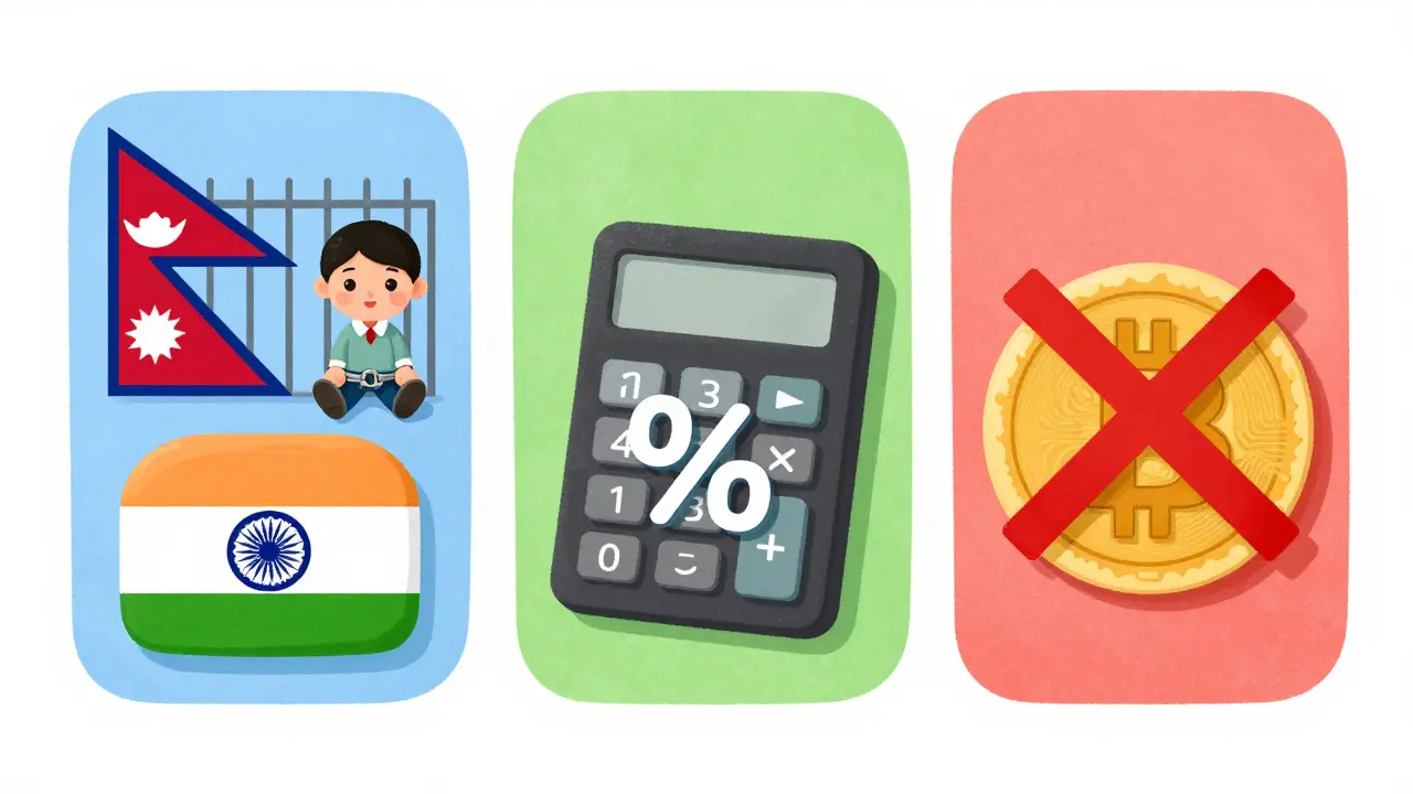 Réglementations népalaise, indienne et chinoise sur les cryptomonnaies.