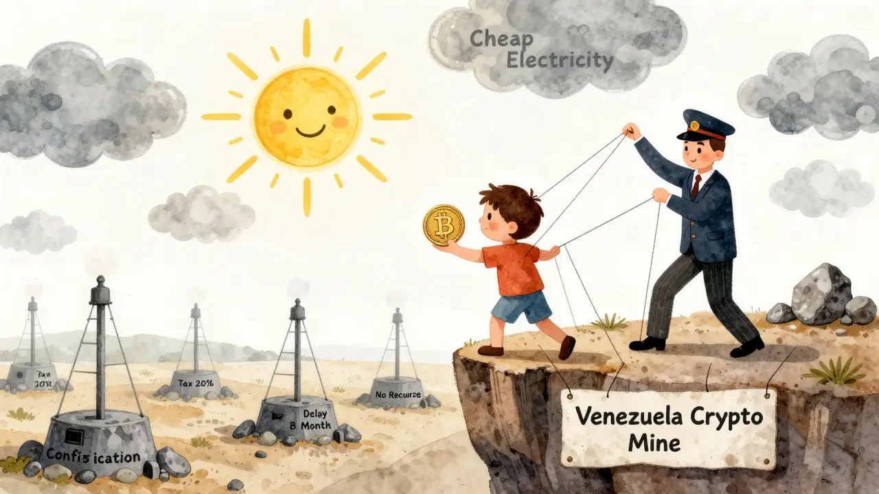 Un enfant tient une pièce Bitcoin au bord d'une falaise avec des dangers cachés sous ses pieds.