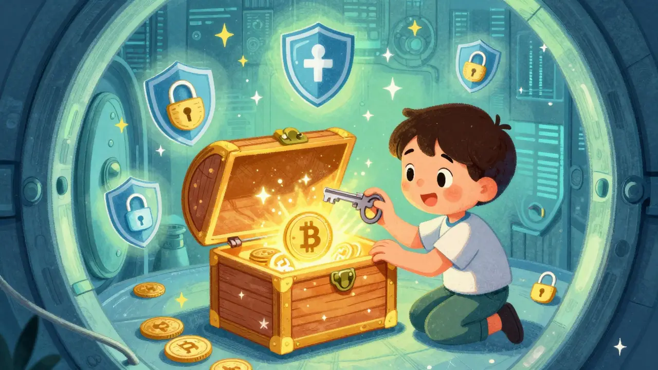 Coffre-fort numérique sécurisé protégé par des boucliers.