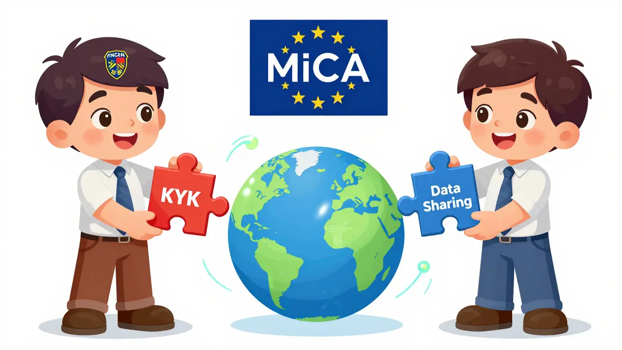 Trois agences réglementaires assemblent des pièces de puzzle pour créer un globe connecté.