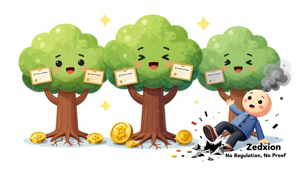 Trois échanges fiables stables à côté d'un pantin Zedxion qui s'effondre en confettis.