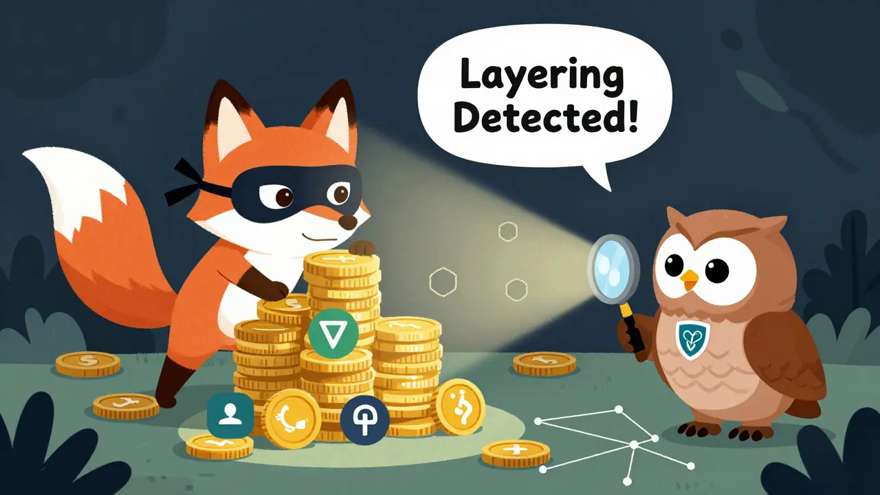 Un renard tente de cacher des cryptomonnaies, mais une chouette détecte ses transferts cachés.