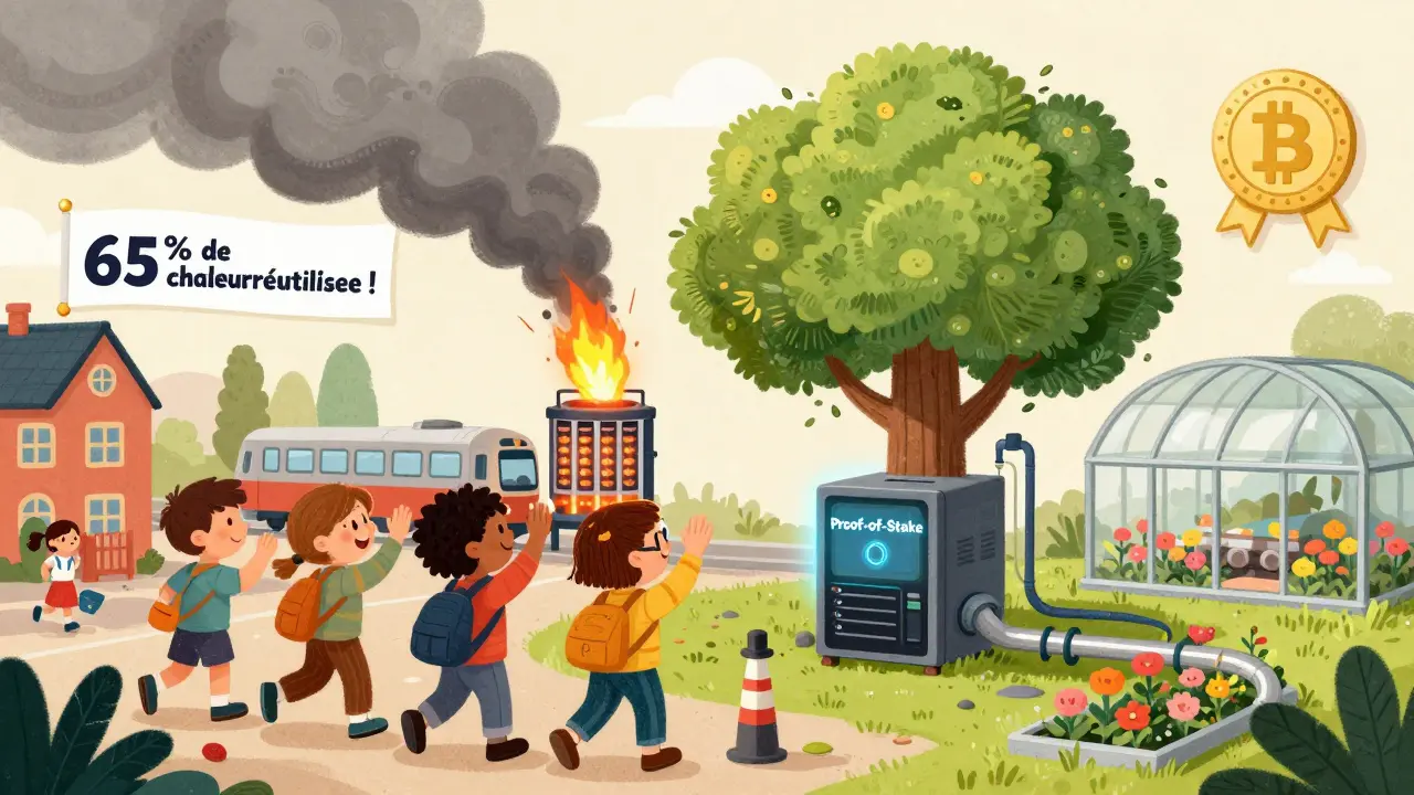 Une équipe suédoise remplace un mineur énergivore par une machine verte qui réchauffe une école et une serre.