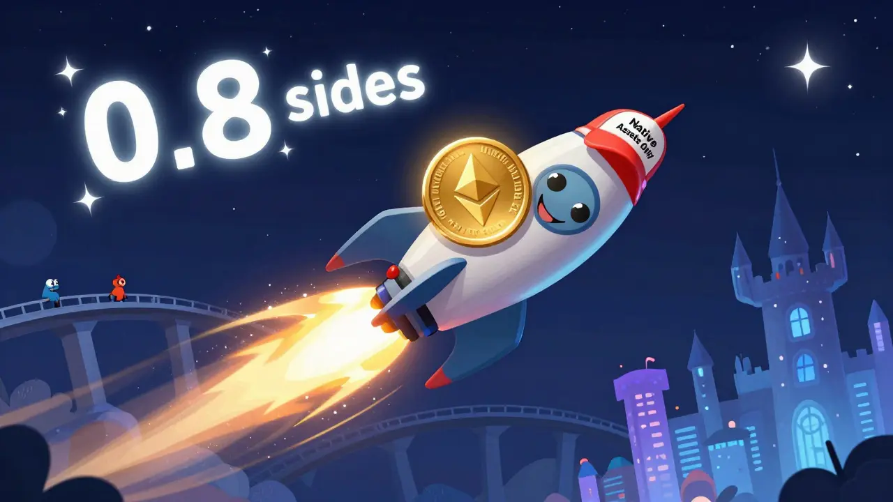 Une fusée souriante transporte un jeton USDC en moins d'une seconde entre deux blockchains.