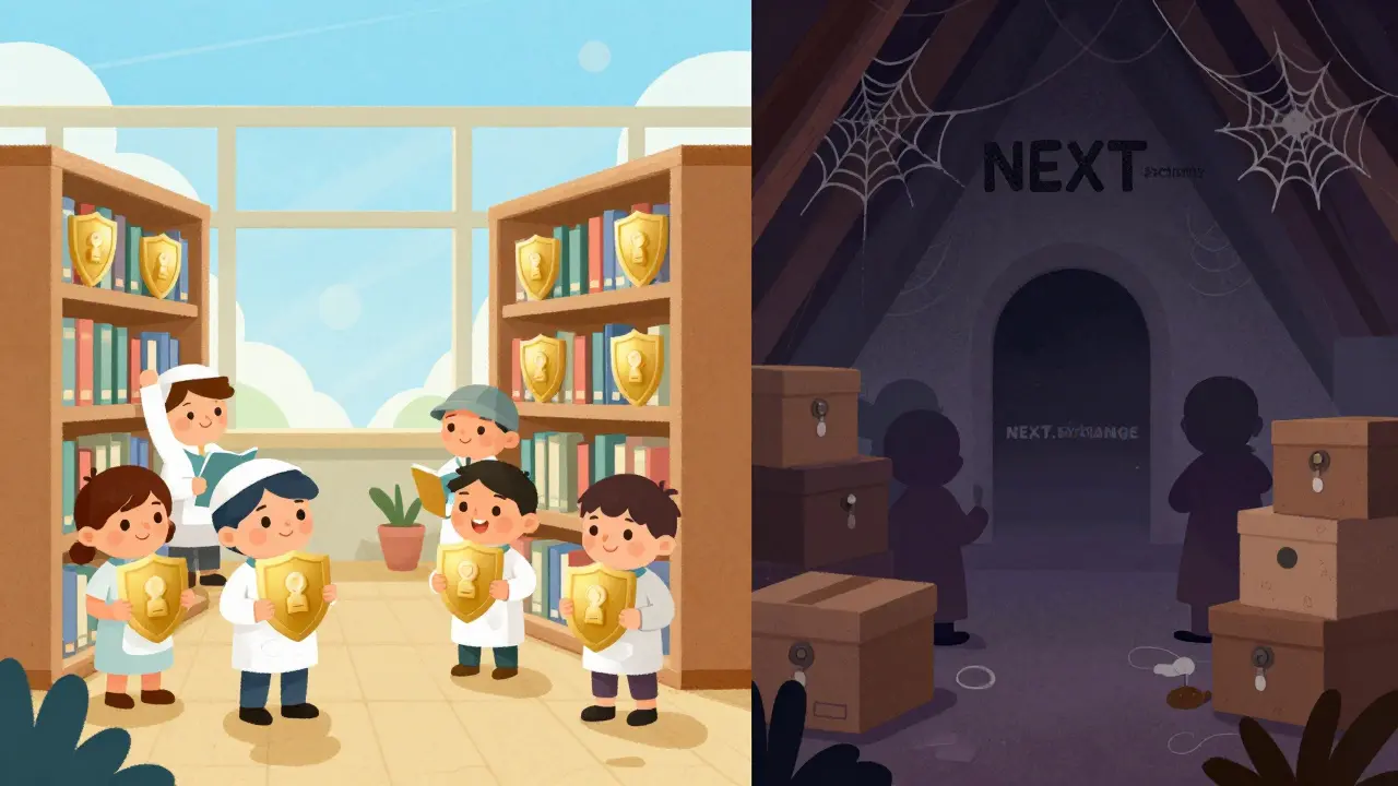 Comparaison illustrée entre une bibliothèque organisée et un grenier sombre et poussiéreux.