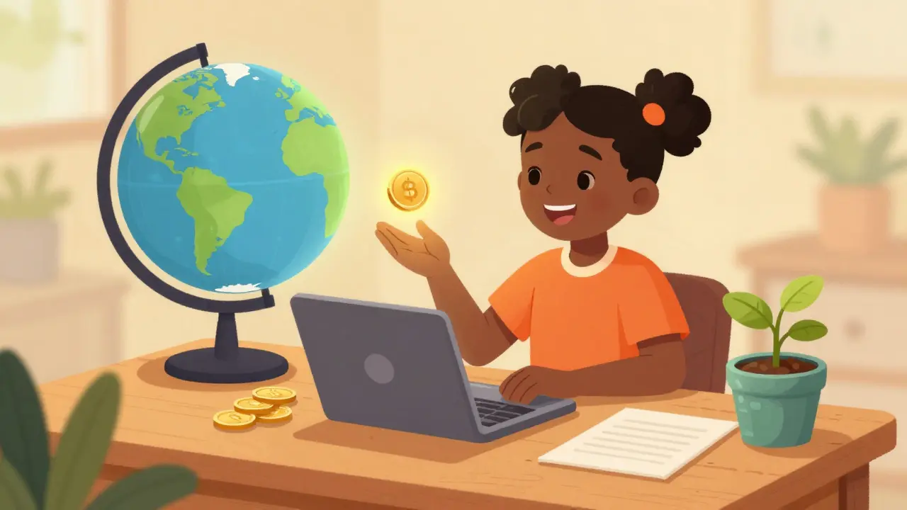 Un professionnel nigérian recevant joyeusement des paiements numériques dans son portefeuille.