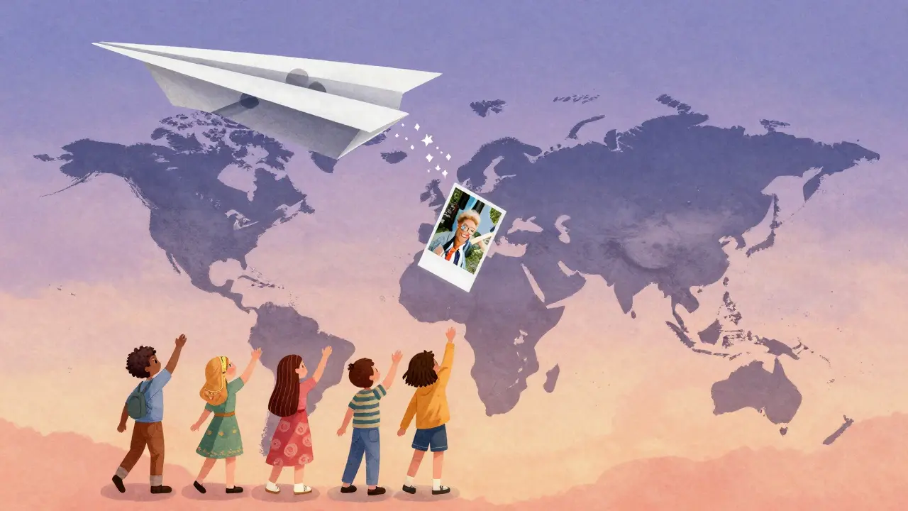 Avion en papier voyageant autour du monde pour vendre des actifs numériques sans frontières.