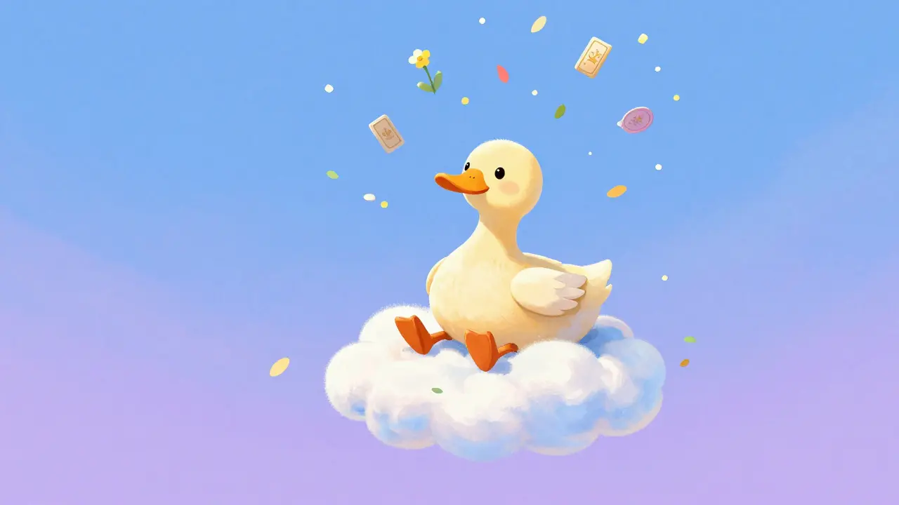 Un candet détient des jetons qui poussent comme des fleurs sur un nuage.