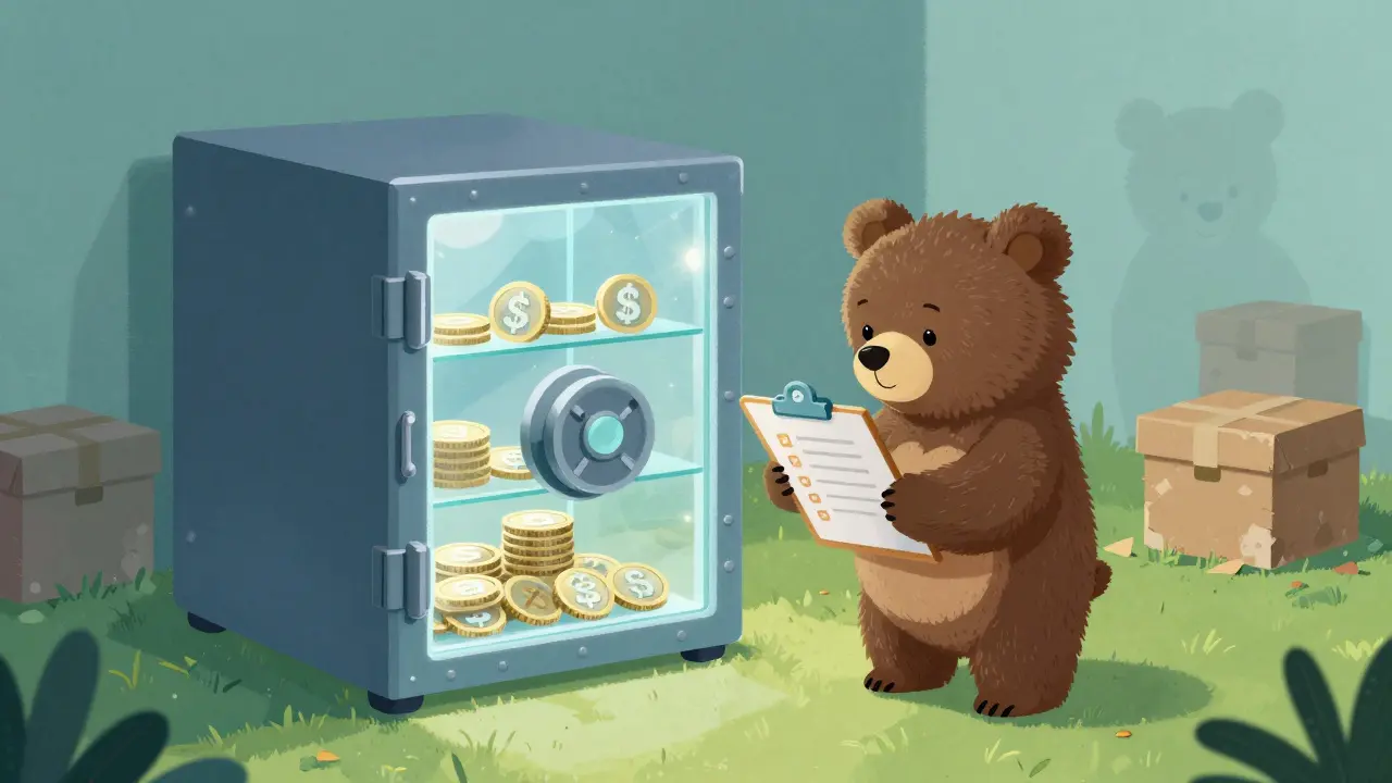 Un ours vérifiant la sécurité d'un coffre transparent