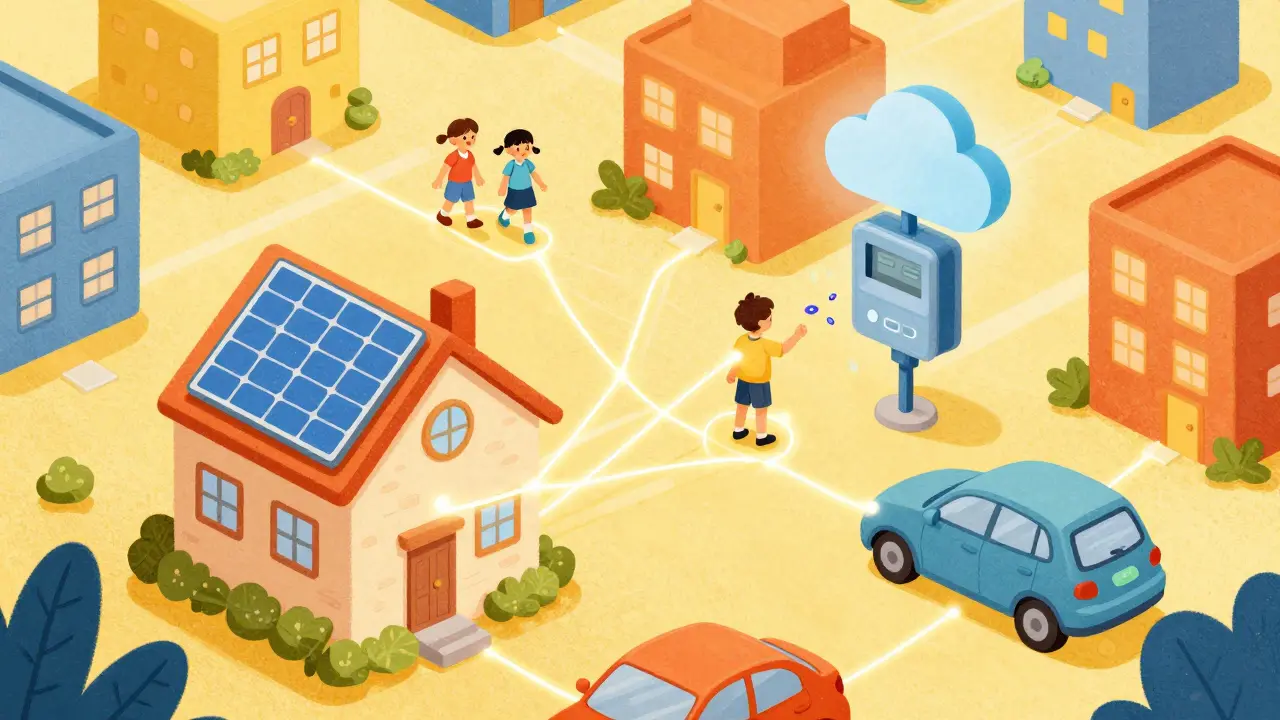 Ville futuriste illustrant l'économie des micropaiements et objets connectés