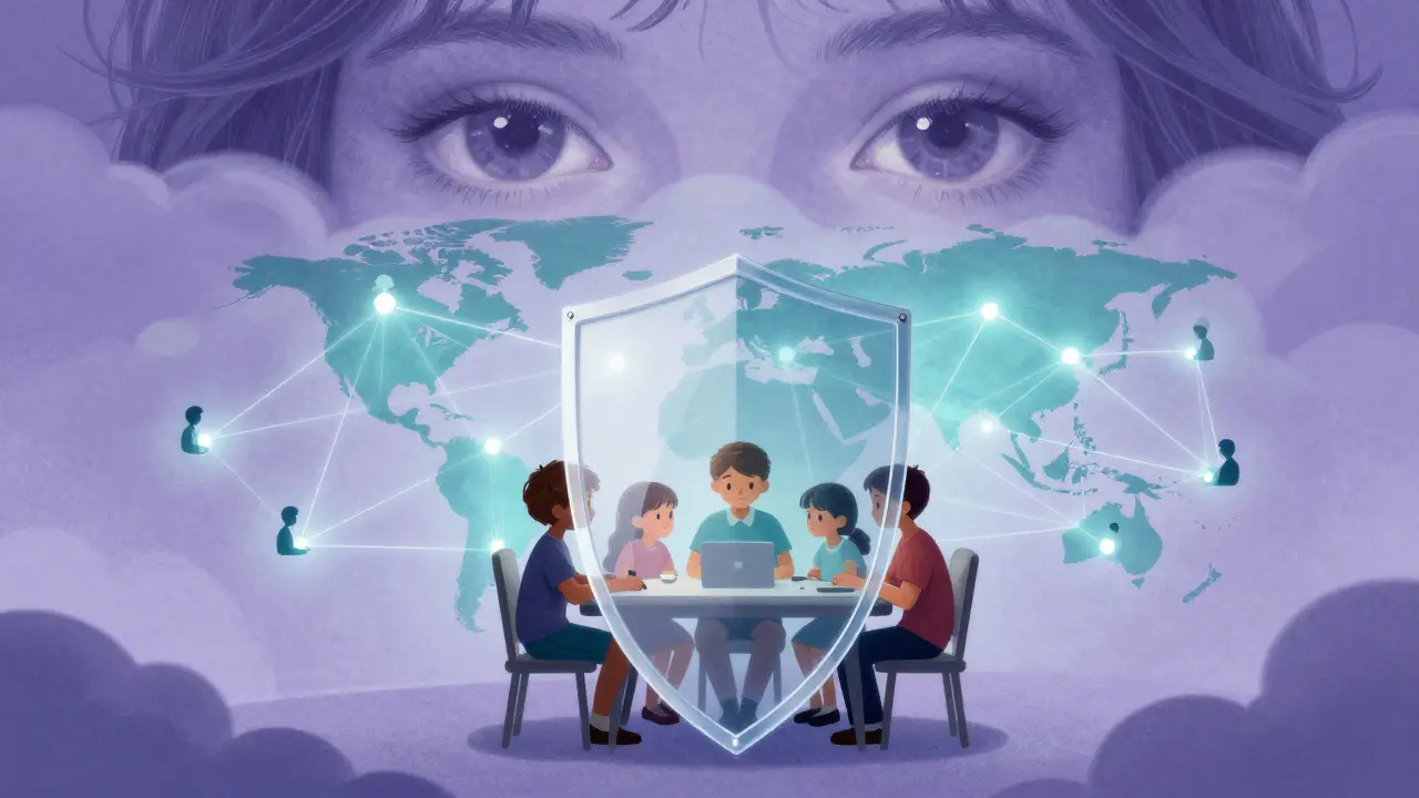 Bouclier de confidentialité protégeant une famille connectée