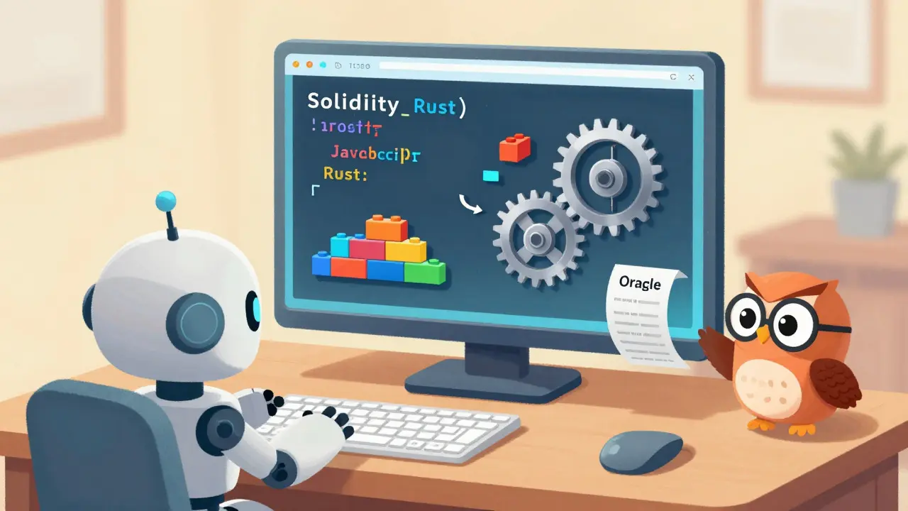Robot développeur avec des briques de code Solidity et Rust