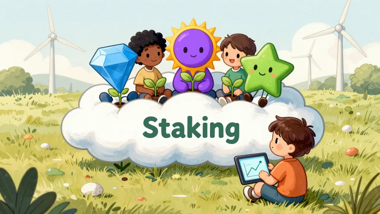 Personnages crypto assis sur un nuage faisant pousser des plantes