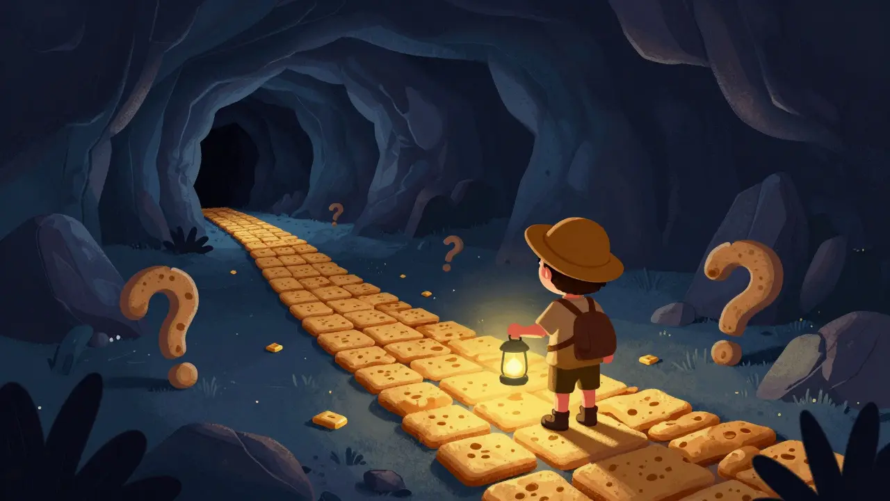 Un explorateur avec une lanterne devant une grotte sombre symbolisant les risques d'investissement