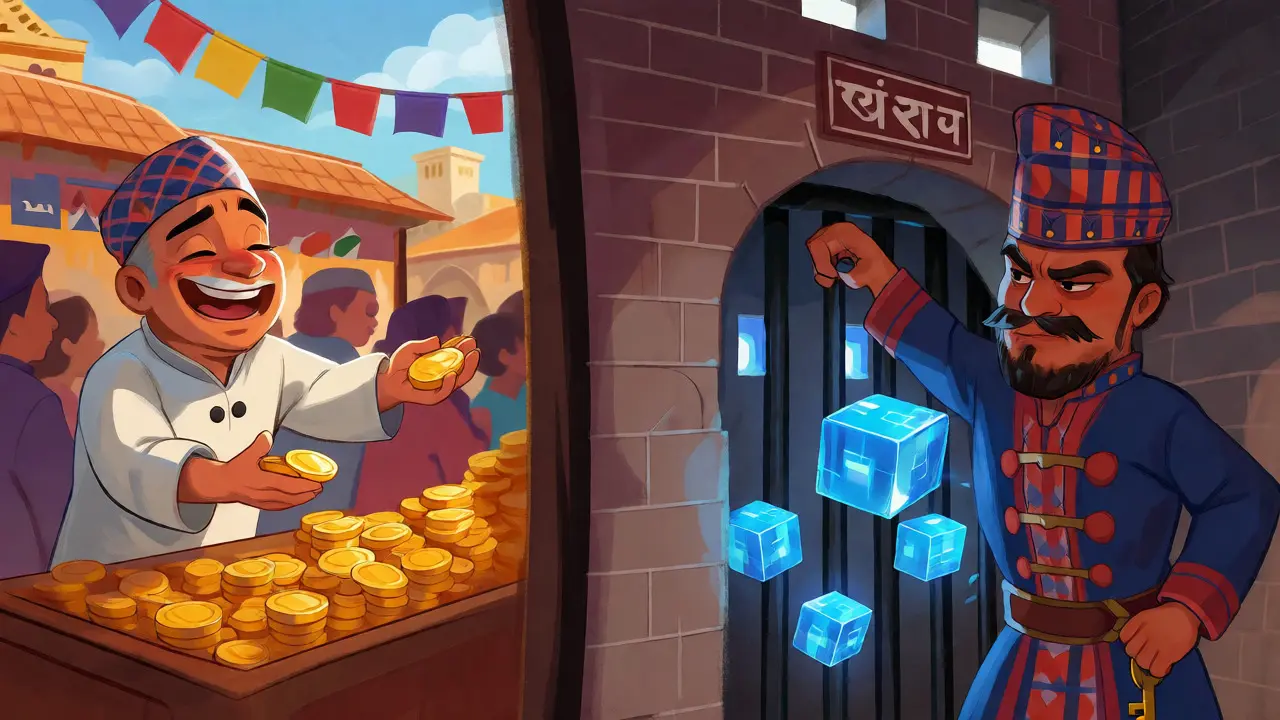 Comparaison visuelle entre le commerce libre en Inde et l'interdiction stricte au Népal.