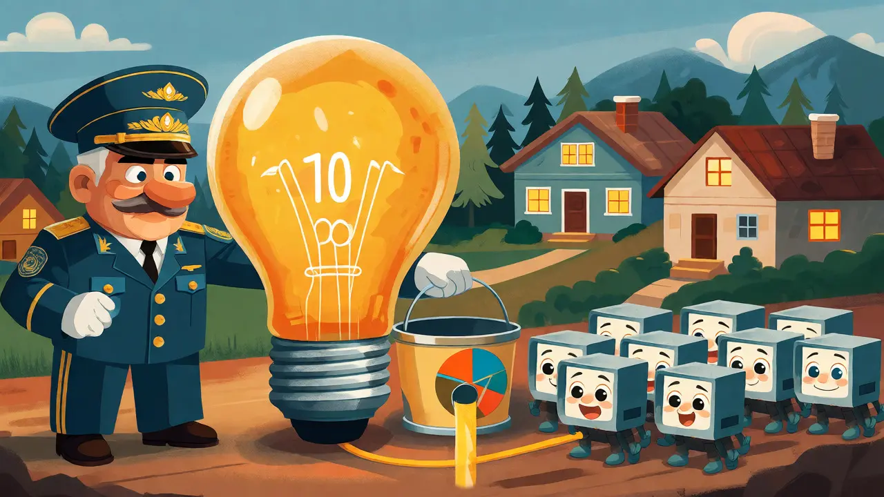 Illustration du partage d'énergie 70/30 entre citoyens et mineurs au Kazakhstan